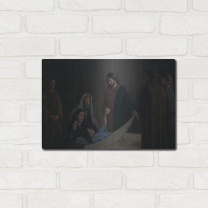 Luxe Metal Art 'Jesus Raising The Daughter Of Jairus' by David Lindsley, Metal Wall Art,16x12