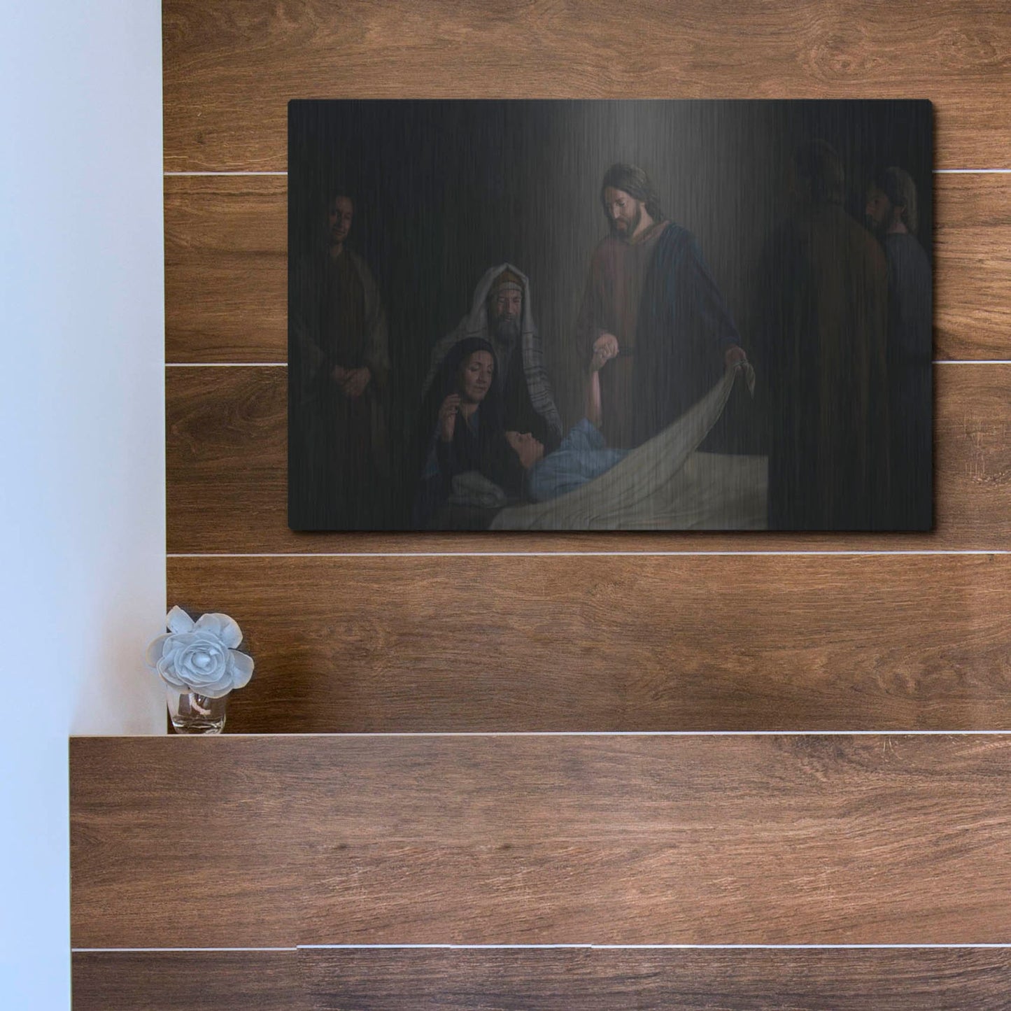 Luxe Metal Art 'Jesus Raising The Daughter Of Jairus' by David Lindsley, Metal Wall Art,16x12