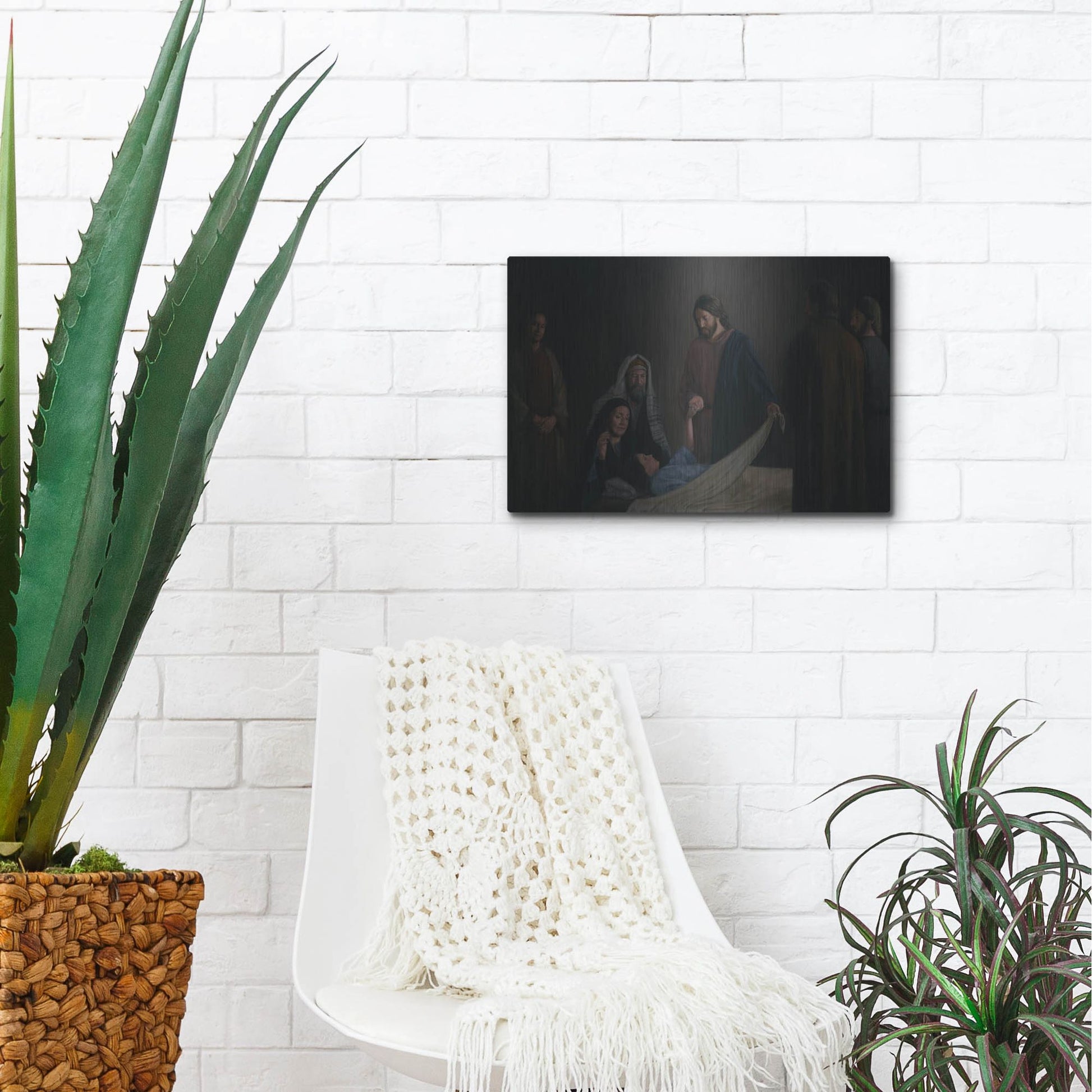 Luxe Metal Art 'Jesus Raising The Daughter Of Jairus' by David Lindsley, Metal Wall Art,16x12