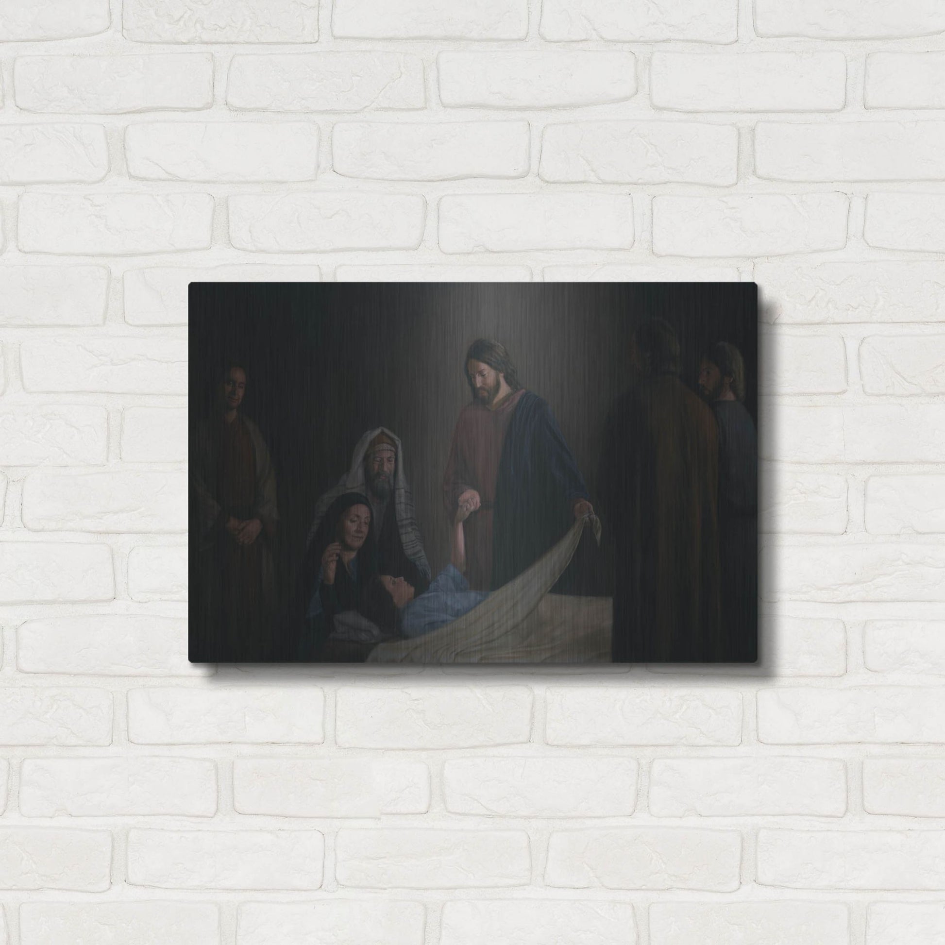 Luxe Metal Art 'Jesus Raising The Daughter Of Jairus' by David Lindsley, Metal Wall Art,24x16
