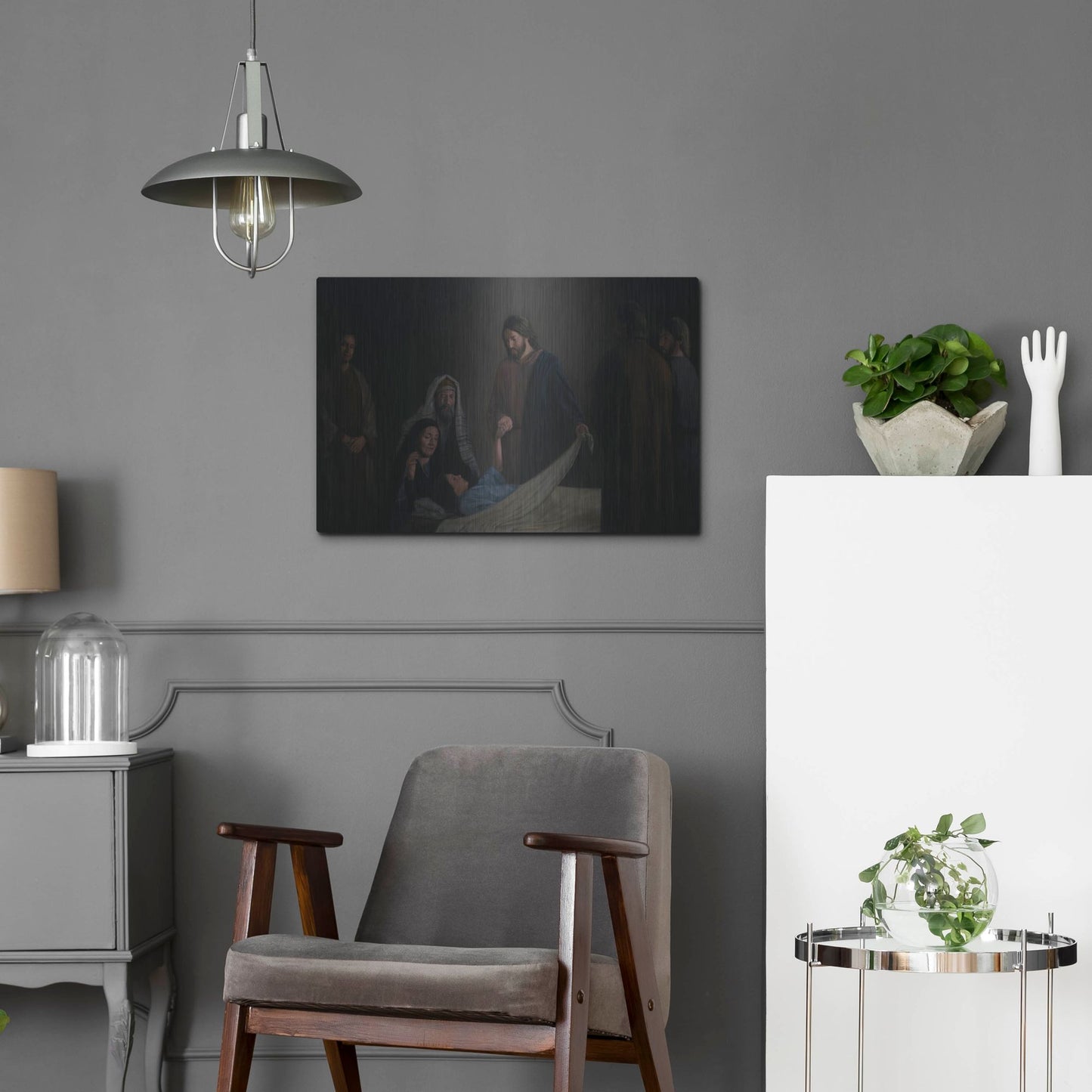 Luxe Metal Art 'Jesus Raising The Daughter Of Jairus' by David Lindsley, Metal Wall Art,24x16