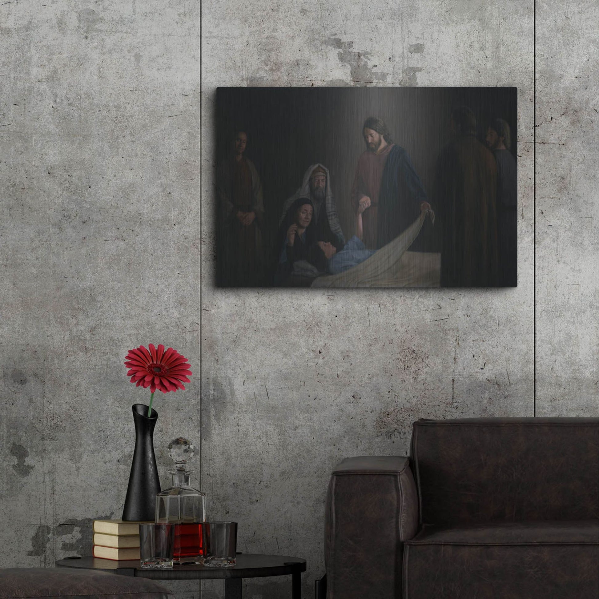Luxe Metal Art 'Jesus Raising The Daughter Of Jairus' by David Lindsley, Metal Wall Art,36x24