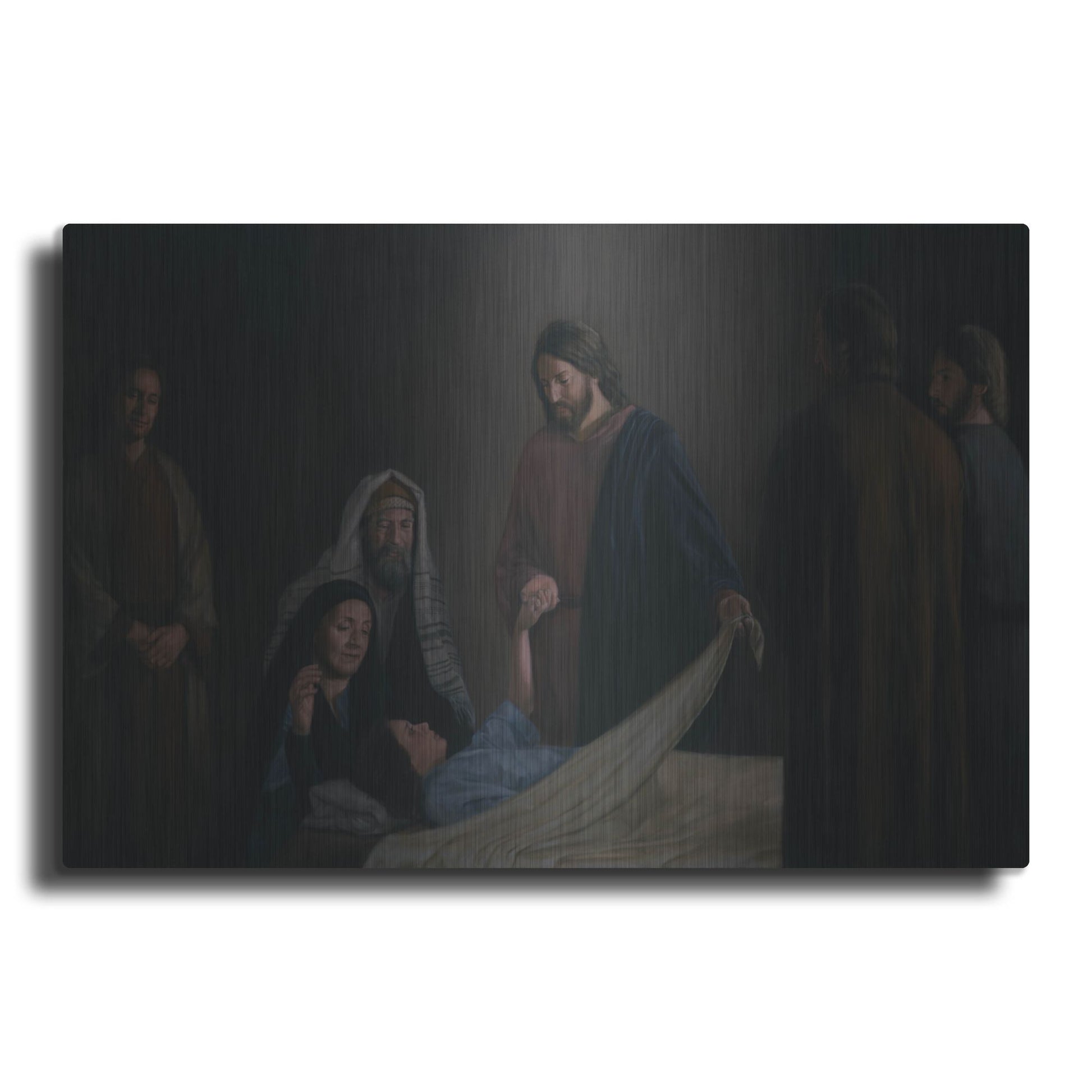 Luxe Metal Art 'Jesus Raising The Daughter Of Jairus' by David Lindsley, Metal Wall Art