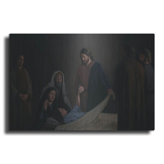 Luxe Metal Art 'Jesus Raising The Daughter Of Jairus' by David Lindsley, Metal Wall Art