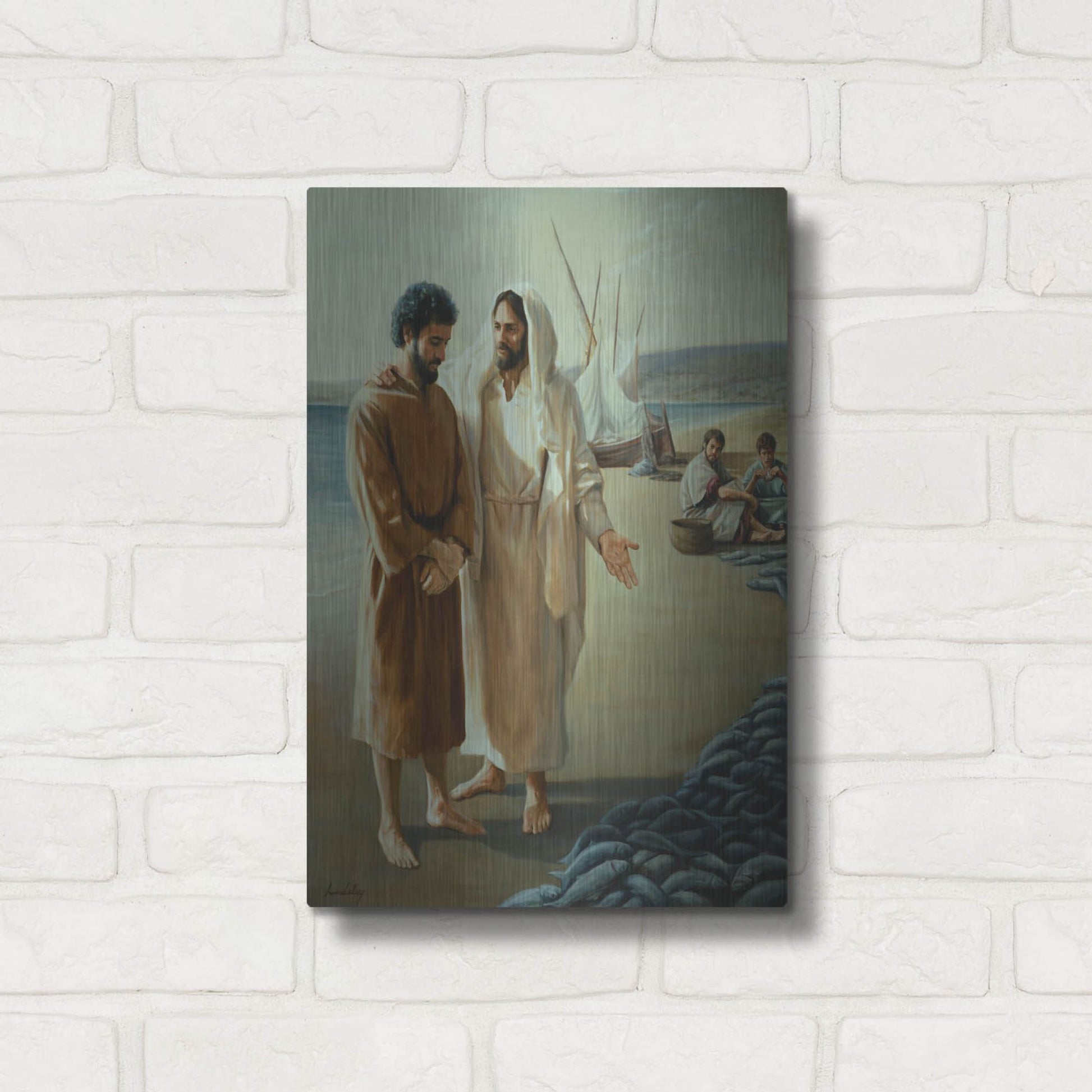 Luxe Metal Art 'Lovest Thou Me, More Than Thee' by David Lindsley, Metal Wall Art,12x16