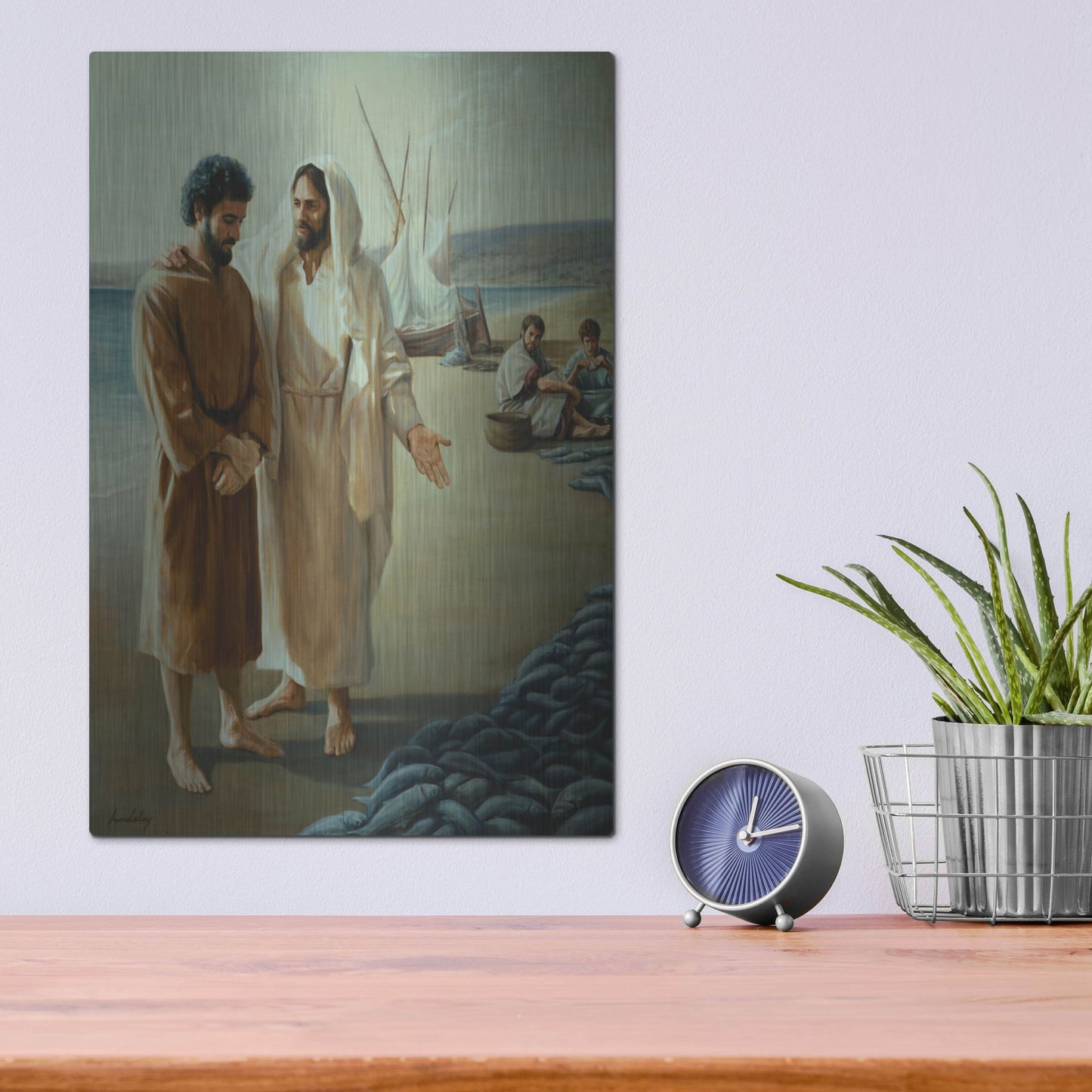 Luxe Metal Art 'Lovest Thou Me, More Than Thee' by David Lindsley, Metal Wall Art,12x16