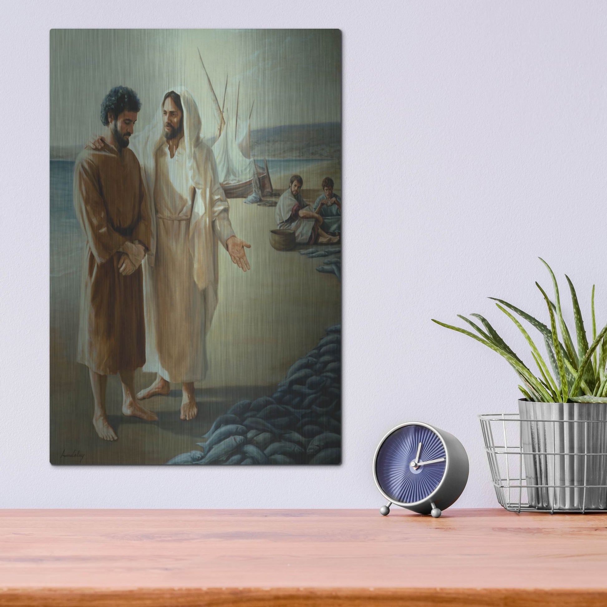 Luxe Metal Art 'Lovest Thou Me, More Than Thee' by David Lindsley, Metal Wall Art,12x16