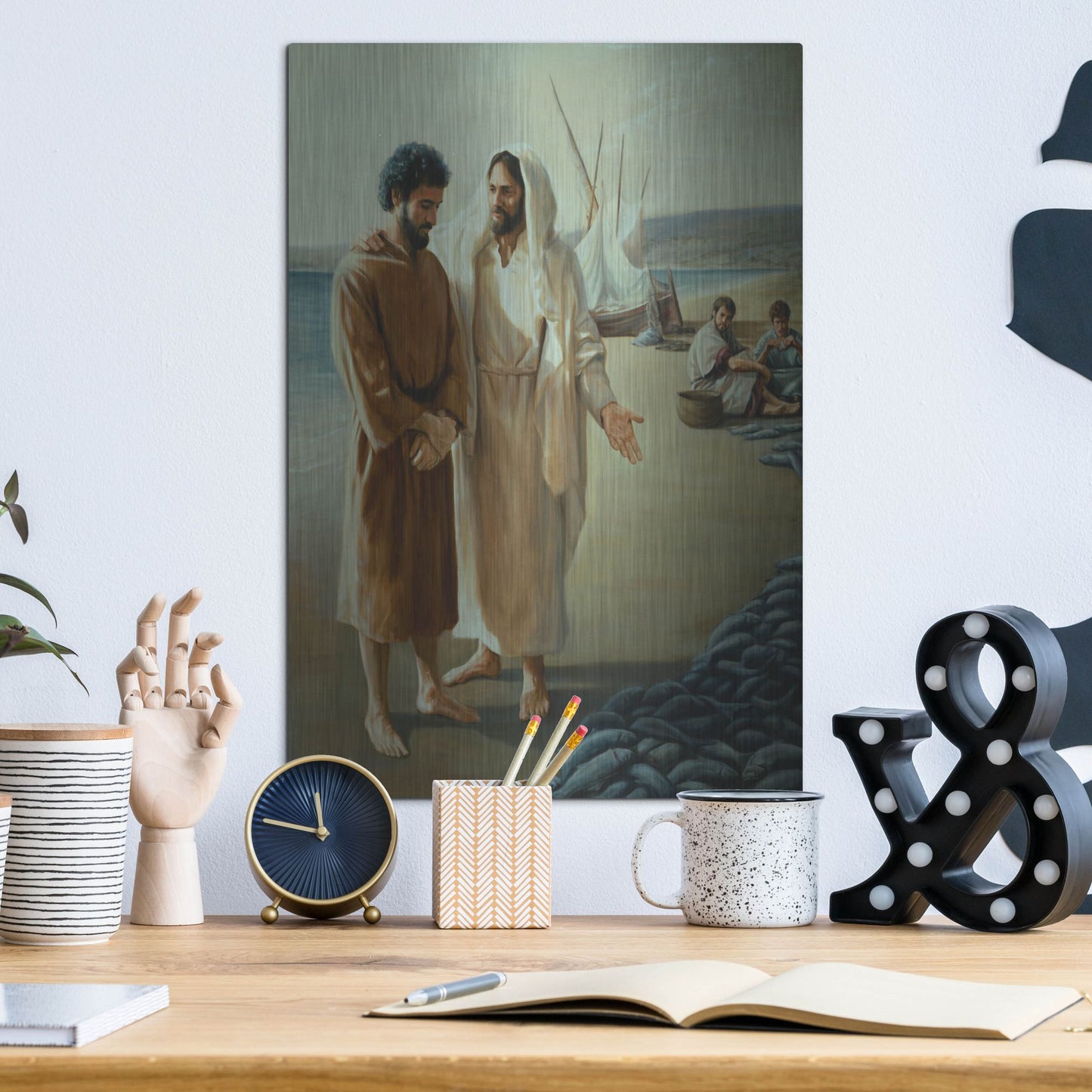 Luxe Metal Art 'Lovest Thou Me, More Than Thee' by David Lindsley, Metal Wall Art,12x16