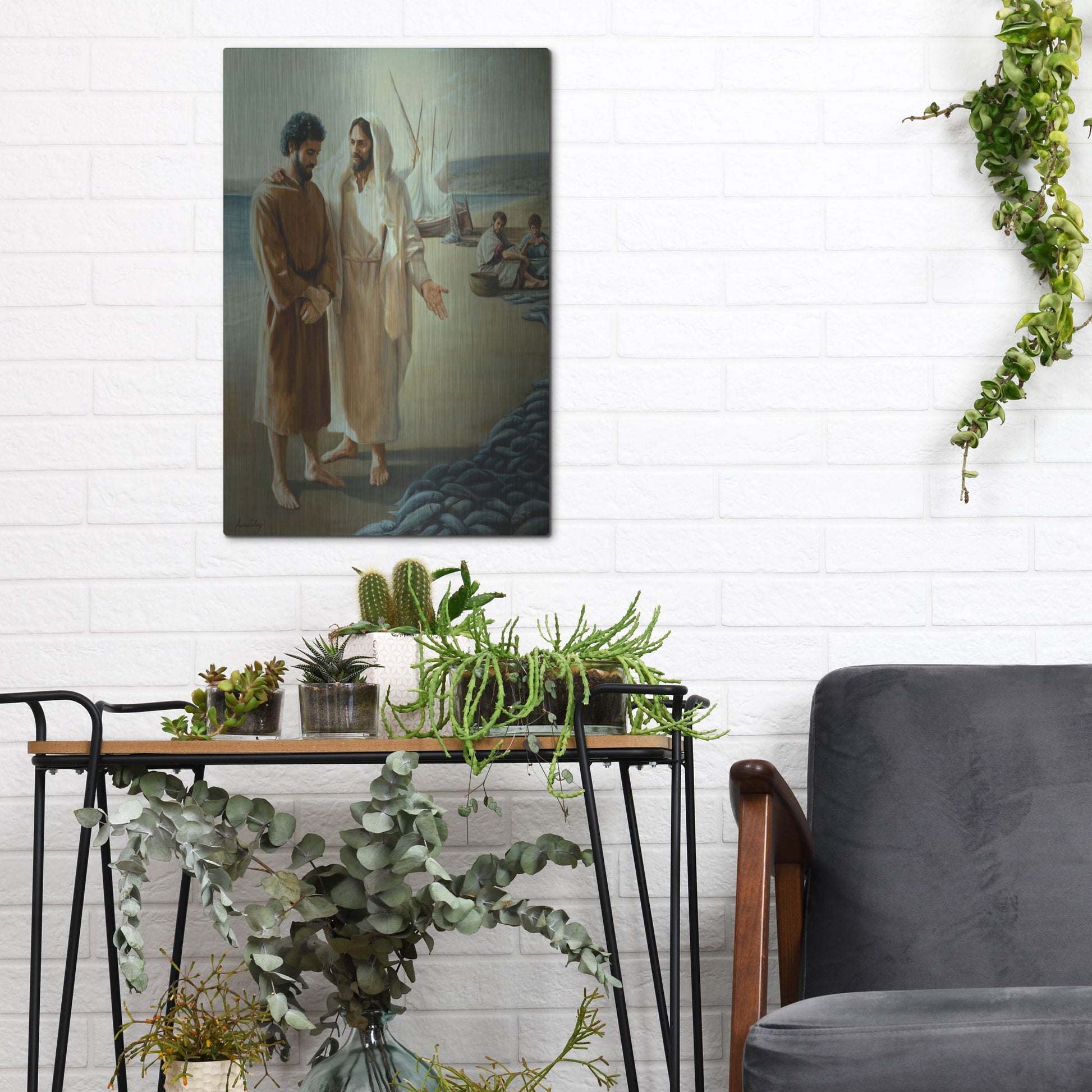 Luxe Metal Art 'Lovest Thou Me, More Than Thee' by David Lindsley, Metal Wall Art,12x16