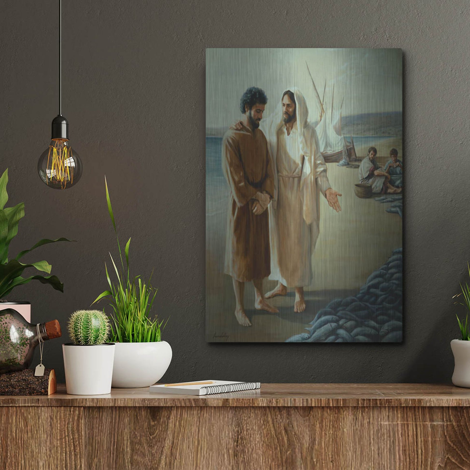 Luxe Metal Art 'Lovest Thou Me, More Than Thee' by David Lindsley, Metal Wall Art,12x16