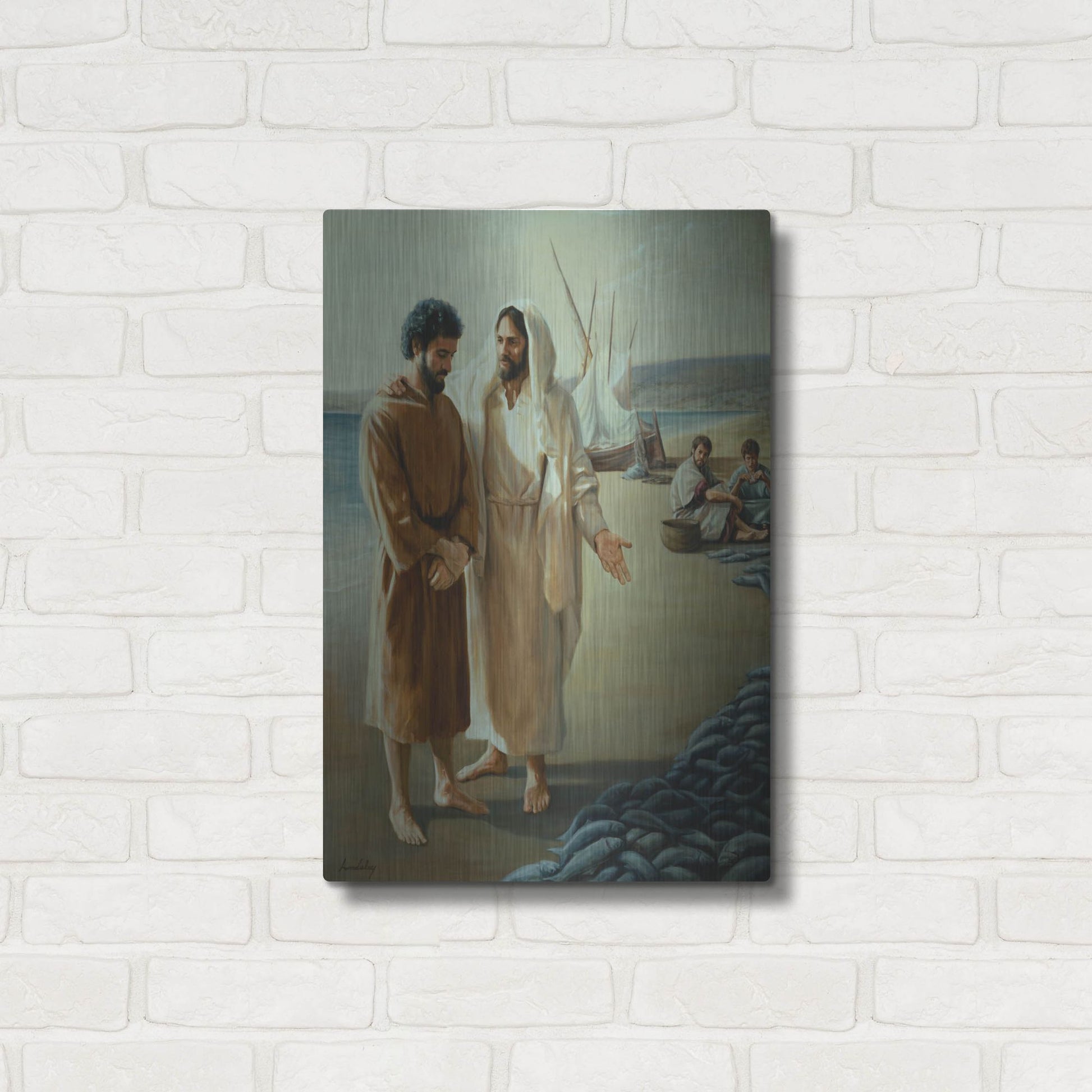 Luxe Metal Art 'Lovest Thou Me, More Than Thee' by David Lindsley, Metal Wall Art,16x24
