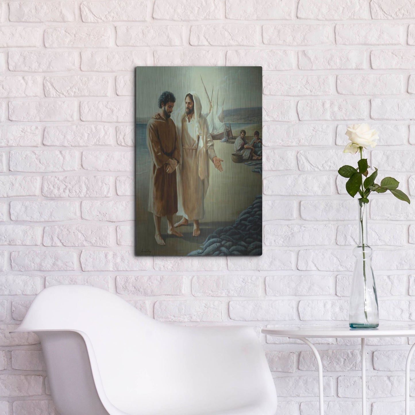 Luxe Metal Art 'Lovest Thou Me, More Than Thee' by David Lindsley, Metal Wall Art,16x24