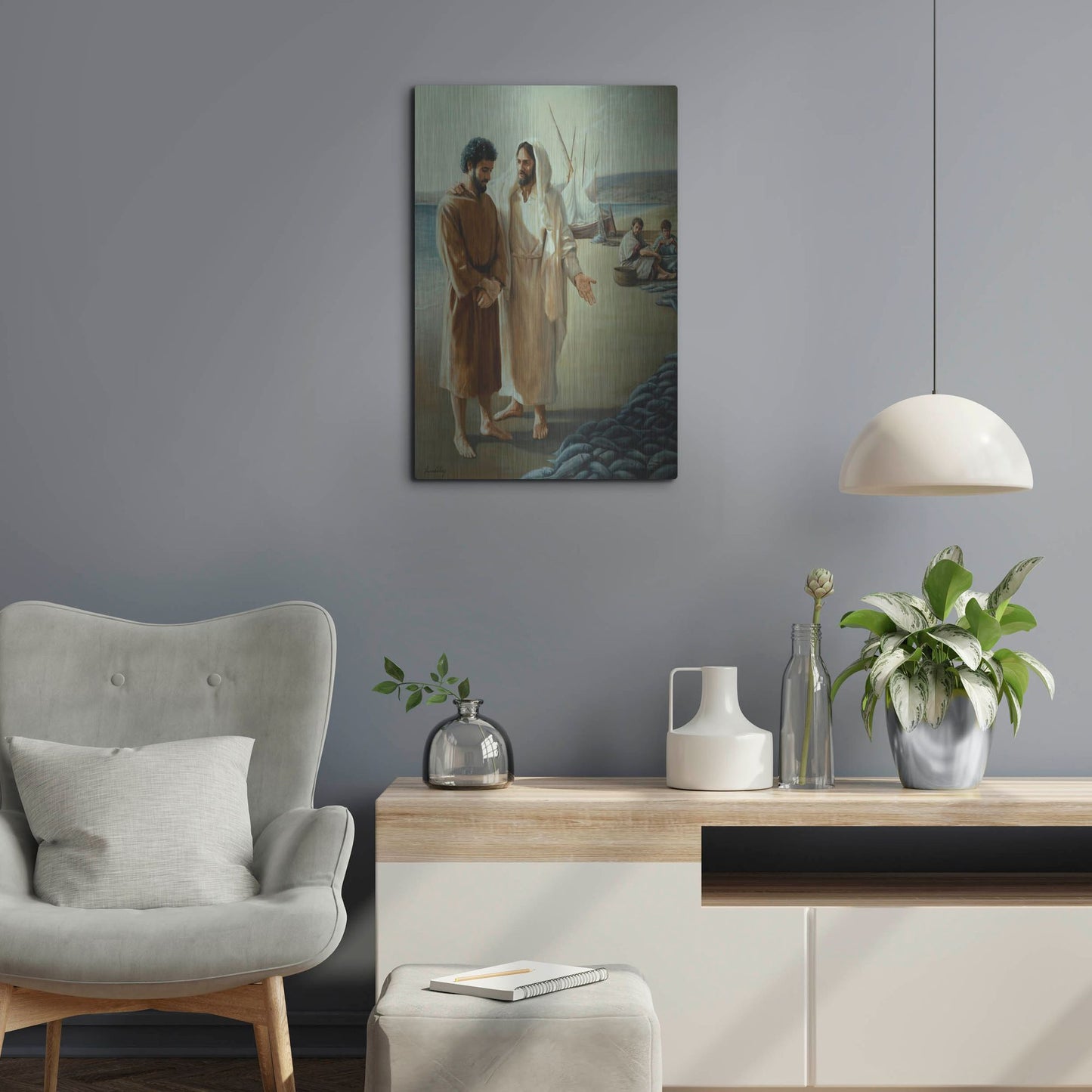 Luxe Metal Art 'Lovest Thou Me, More Than Thee' by David Lindsley, Metal Wall Art,16x24