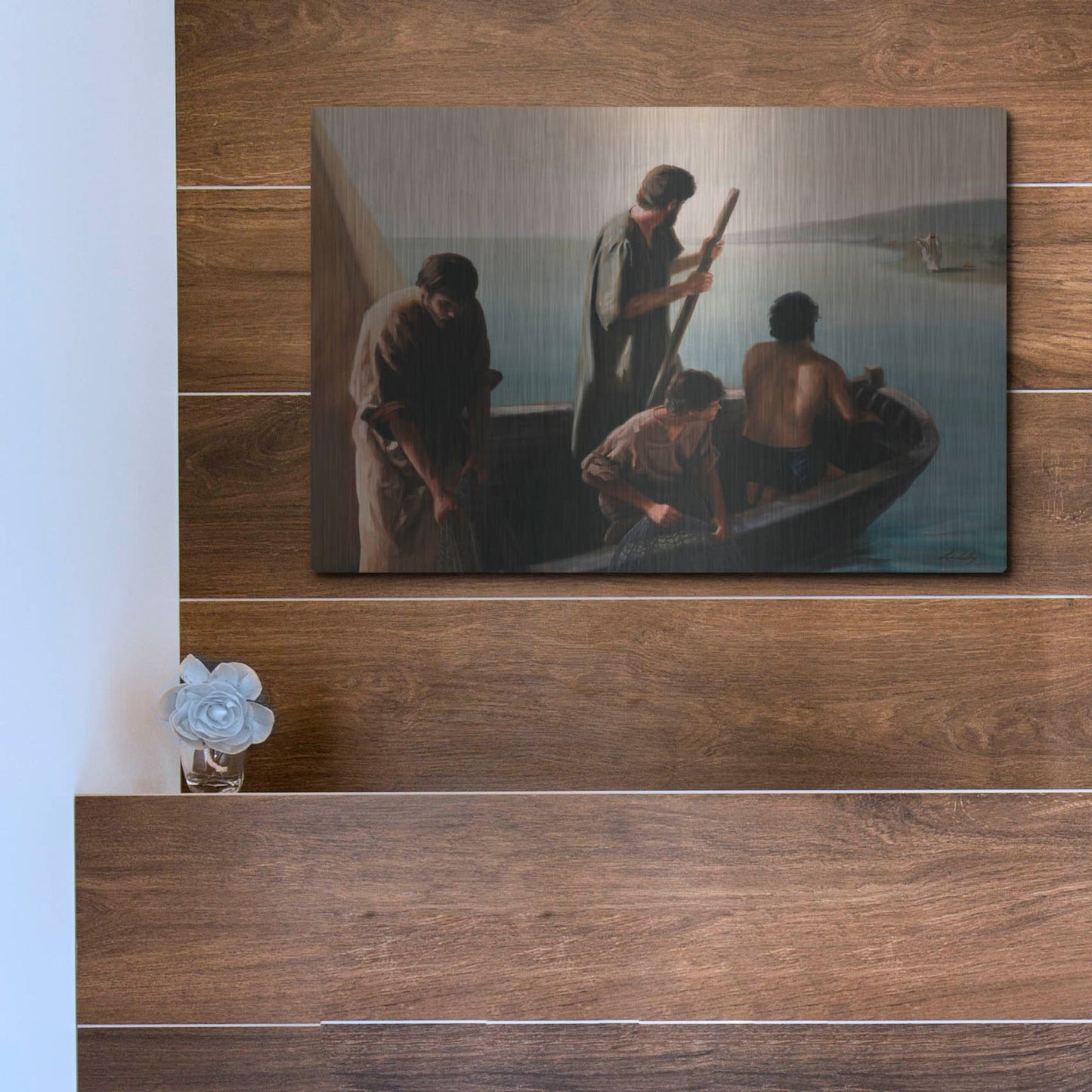 Luxe Metal Art 'Christ Calling To Disciples' by David Lindsley, Metal Wall Art,16x12