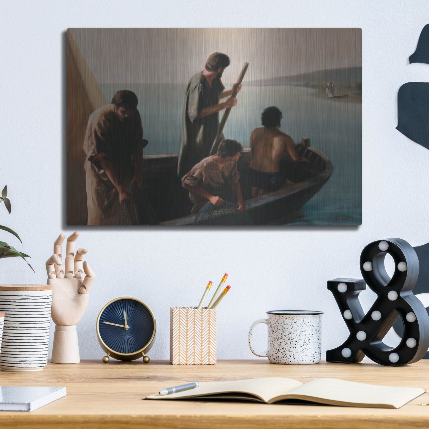 Luxe Metal Art 'Christ Calling To Disciples' by David Lindsley, Metal Wall Art,16x12