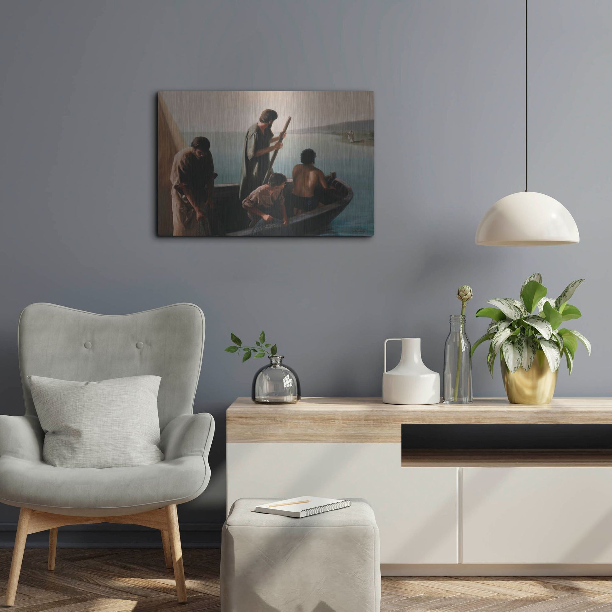 Luxe Metal Art 'Christ Calling To Disciples' by David Lindsley, Metal Wall Art,24x16