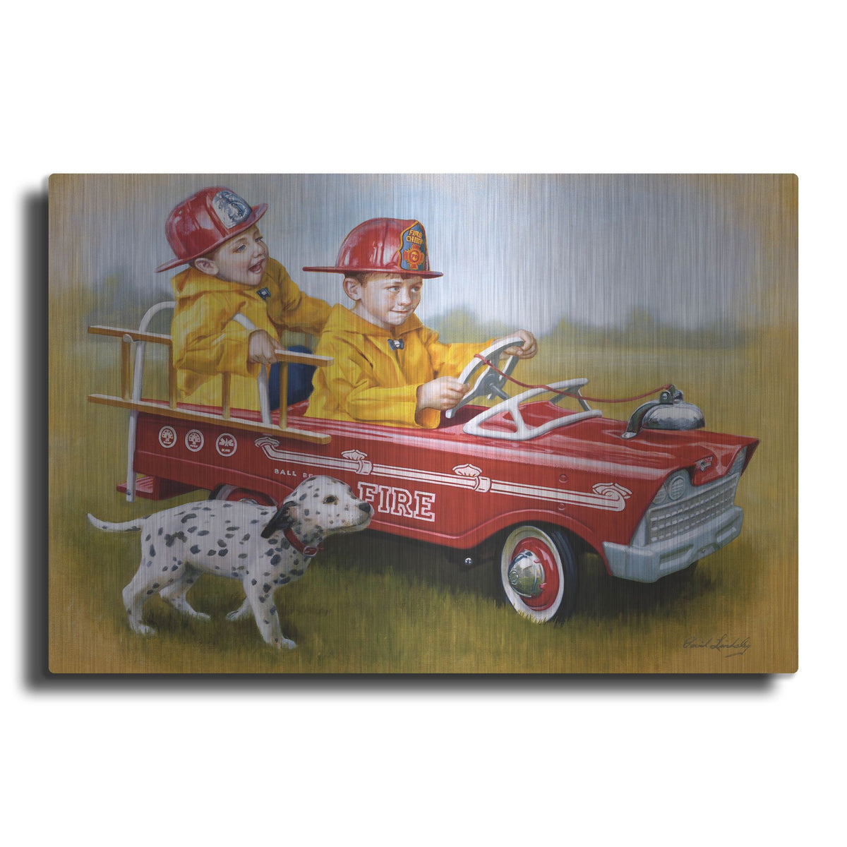 Luxe Metal Art '1959 Murray Fire Truck' by David Lindsley, Metal Wall Art