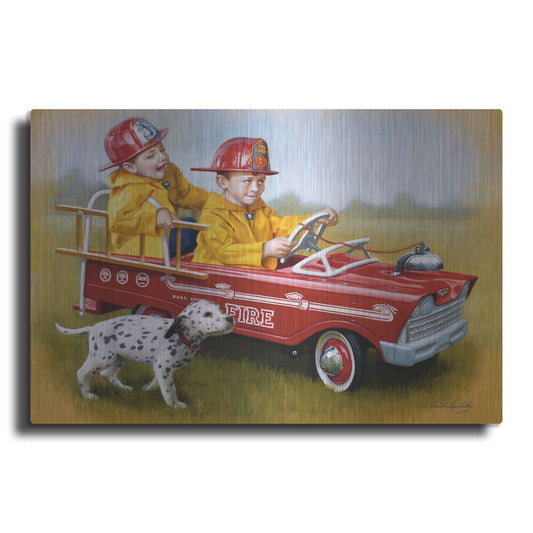 Luxe Metal Art '1959 Murray Fire Truck' by David Lindsley, Metal Wall Art