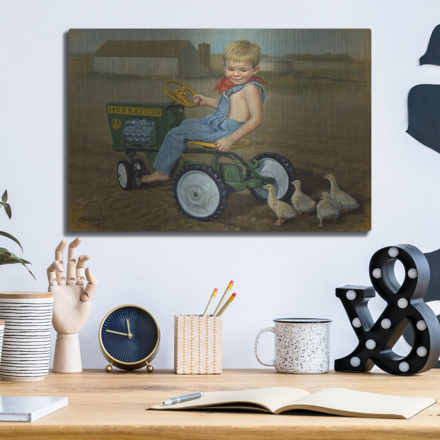 Luxe Metal Art 'Murray Diesel Tractor' by David Lindsley, Metal Wall Art,16x12
