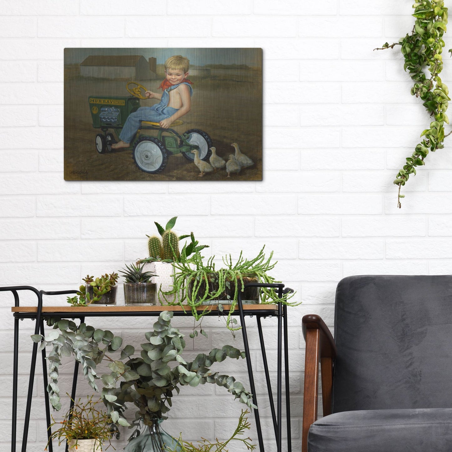Luxe Metal Art 'Murray Diesel Tractor' by David Lindsley, Metal Wall Art,16x12
