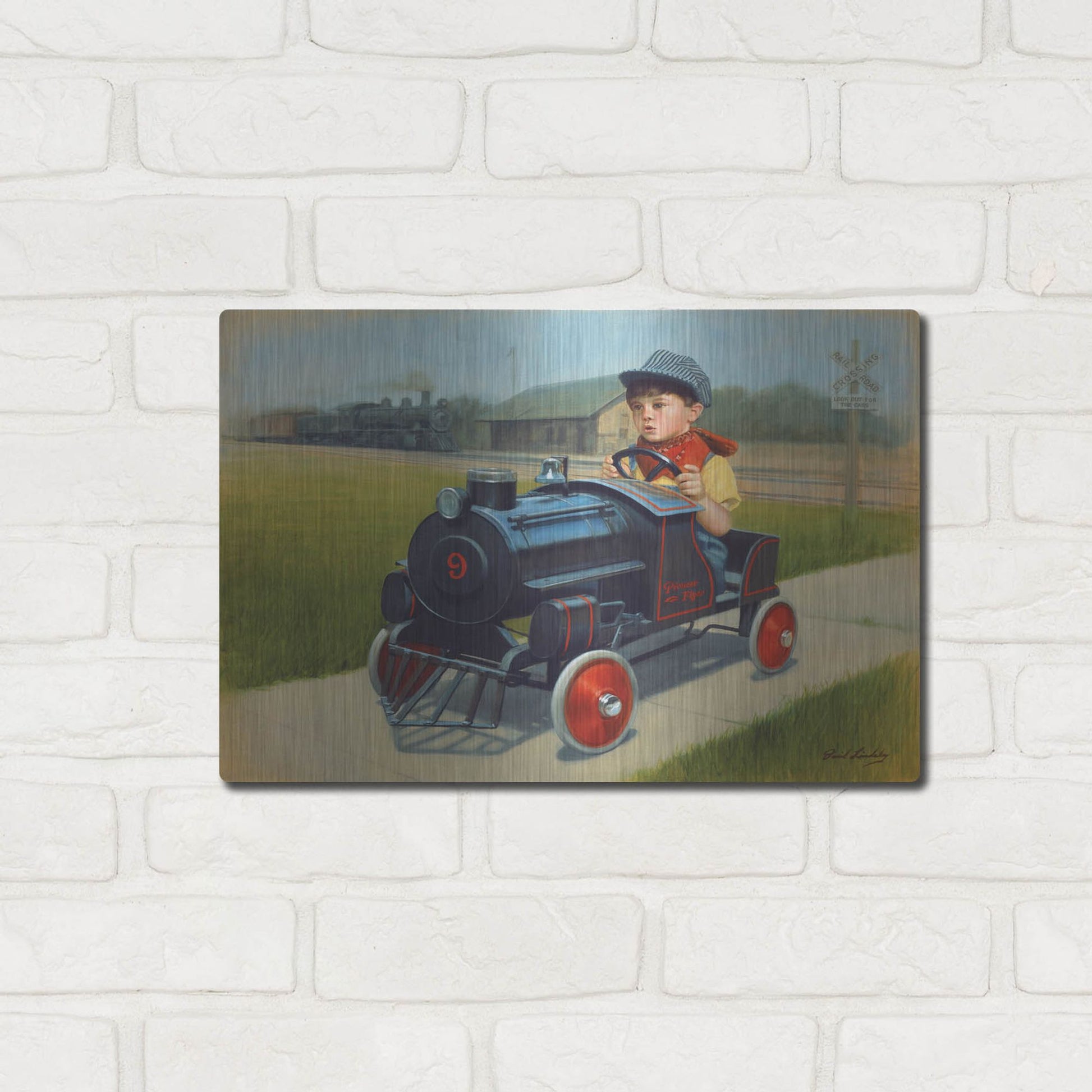 Luxe Metal Art 'Train' by David Lindsley, Metal Wall Art,16x12