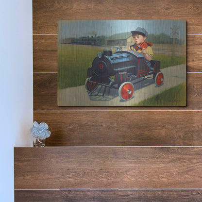 Luxe Metal Art 'Train' by David Lindsley, Metal Wall Art,16x12