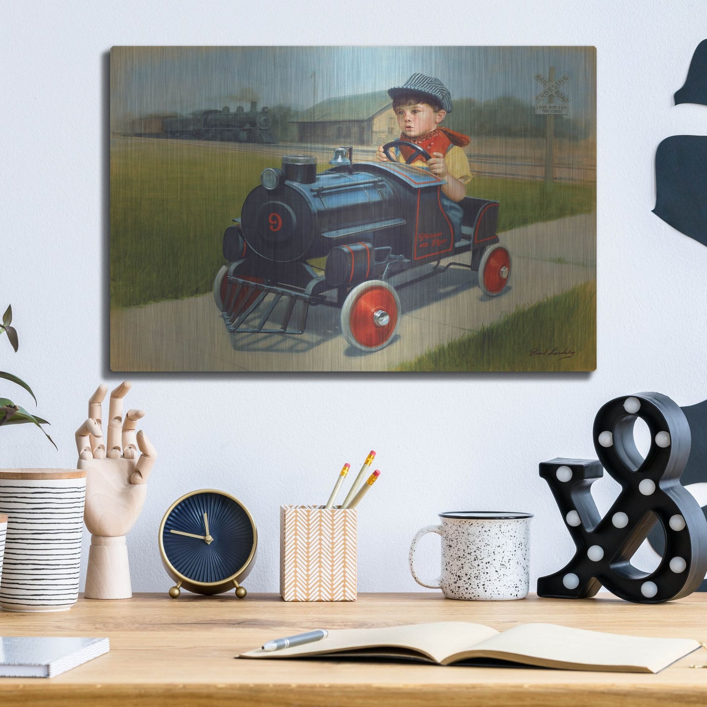 Luxe Metal Art 'Train' by David Lindsley, Metal Wall Art,16x12