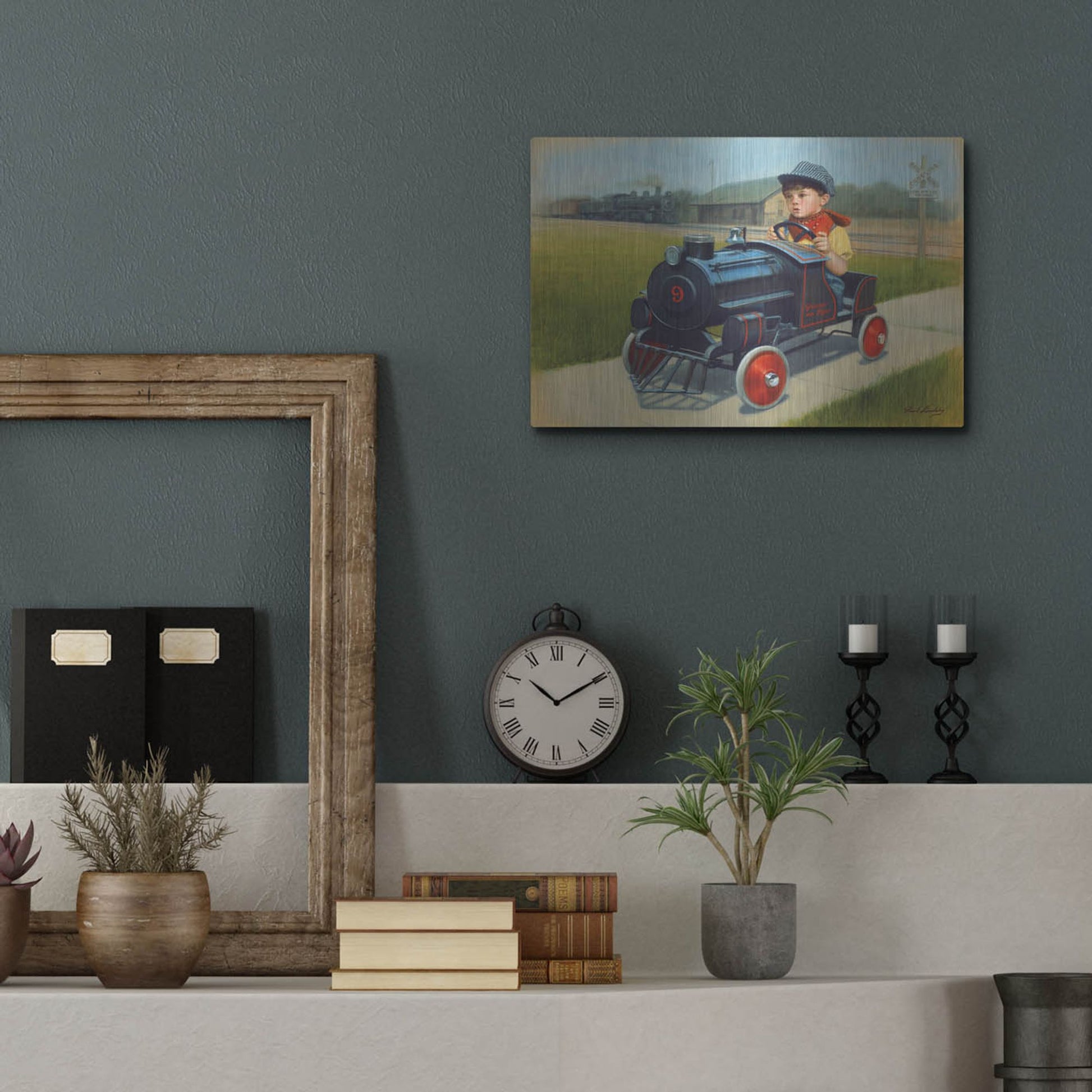 Luxe Metal Art 'Train' by David Lindsley, Metal Wall Art,16x12