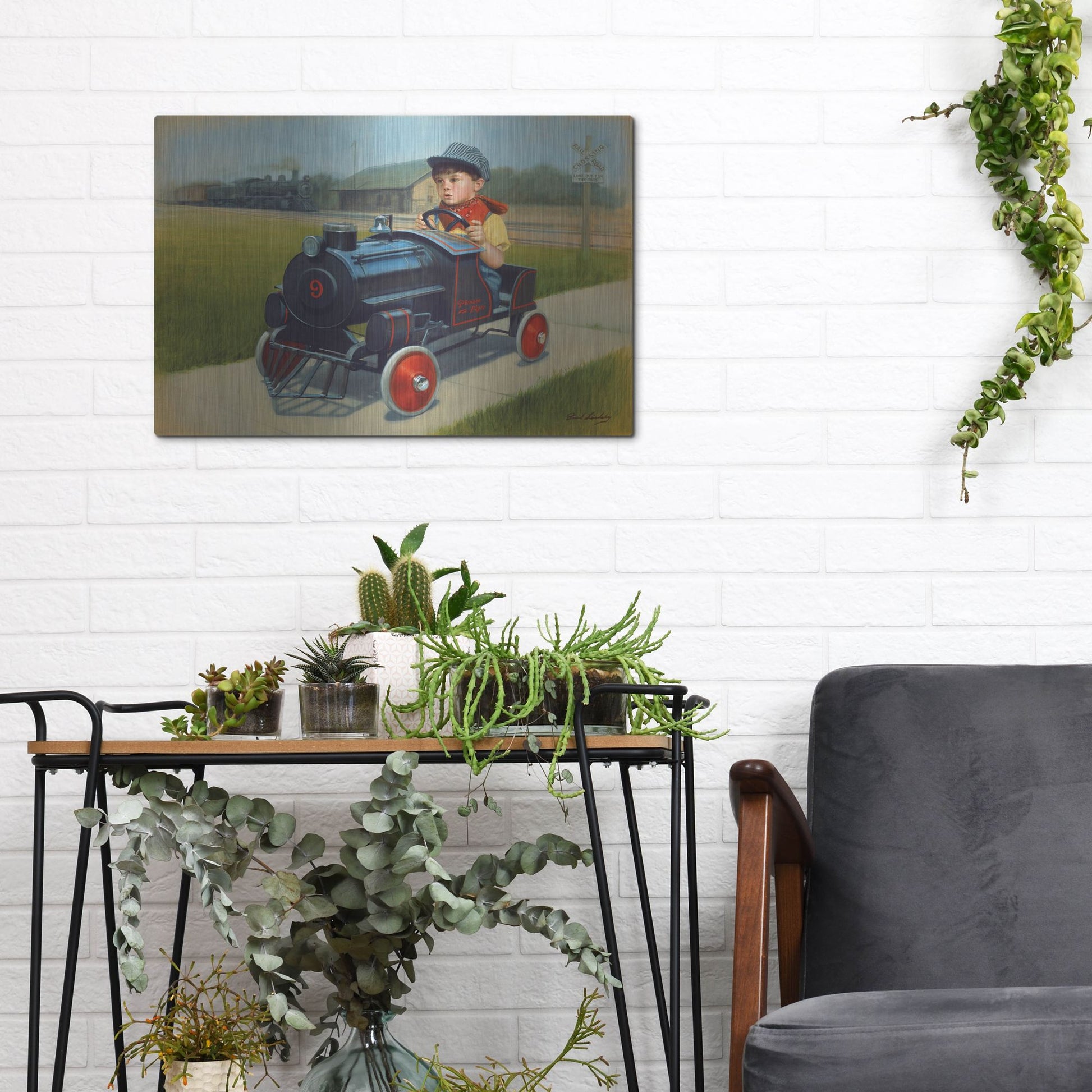 Luxe Metal Art 'Train' by David Lindsley, Metal Wall Art,16x12