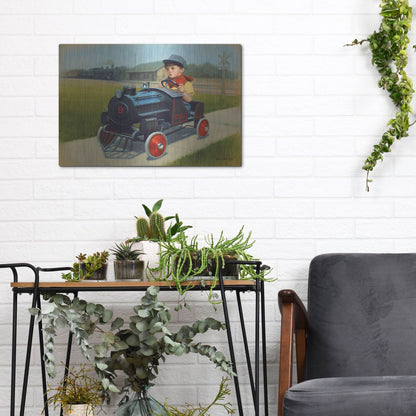 Luxe Metal Art 'Train' by David Lindsley, Metal Wall Art,16x12