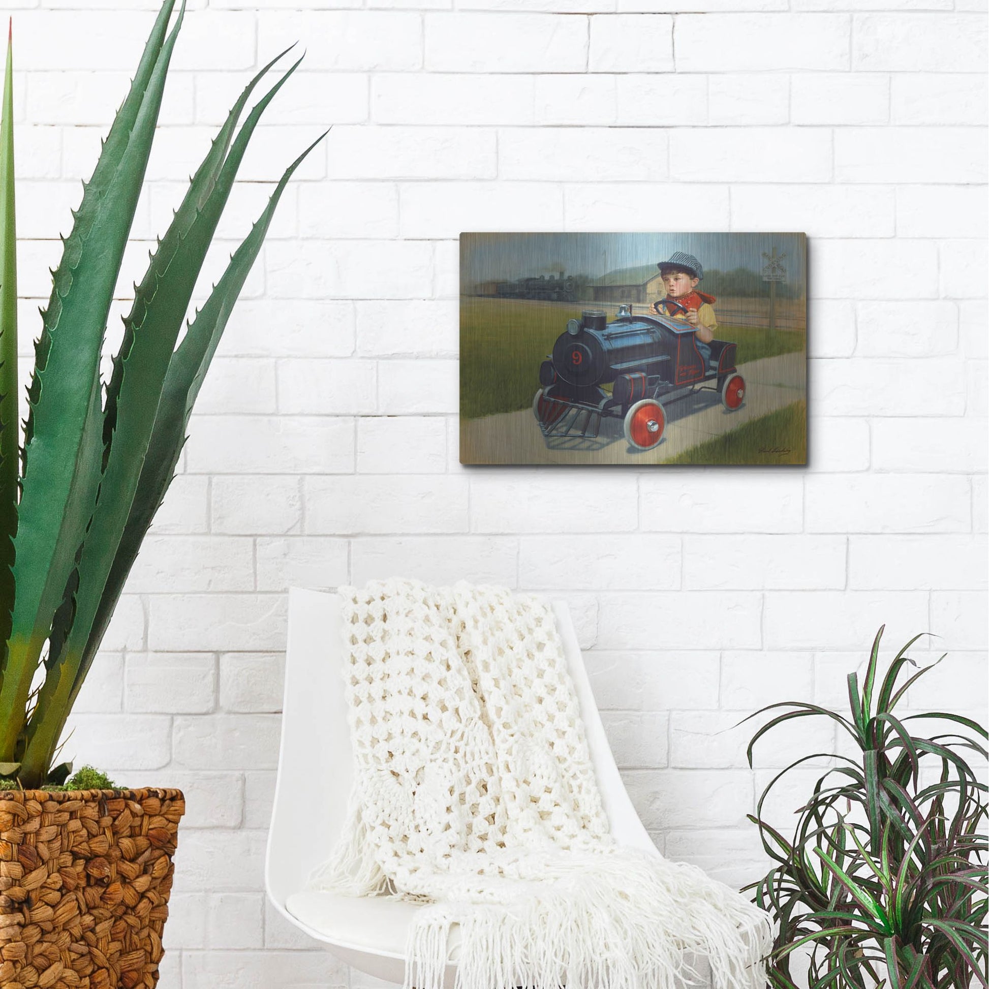 Luxe Metal Art 'Train' by David Lindsley, Metal Wall Art,16x12