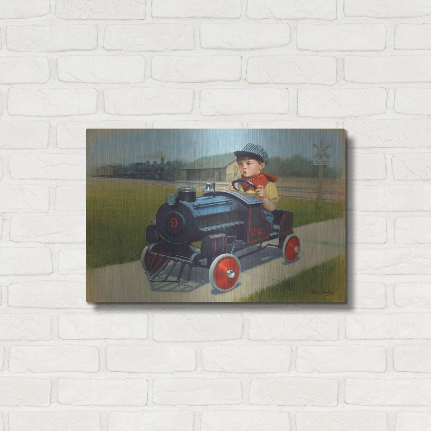 Luxe Metal Art 'Train' by David Lindsley, Metal Wall Art,24x16