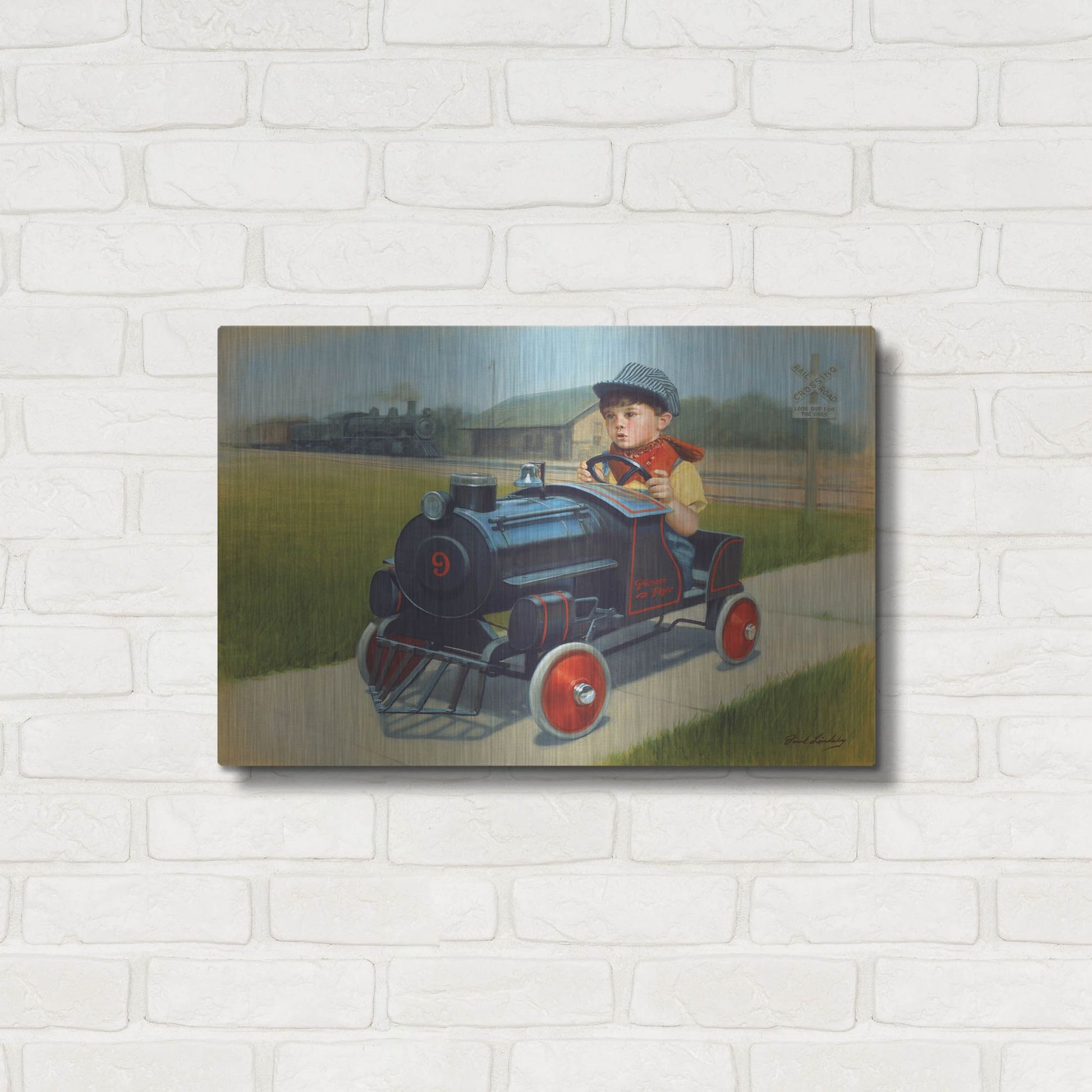 Luxe Metal Art 'Train' by David Lindsley, Metal Wall Art,24x16