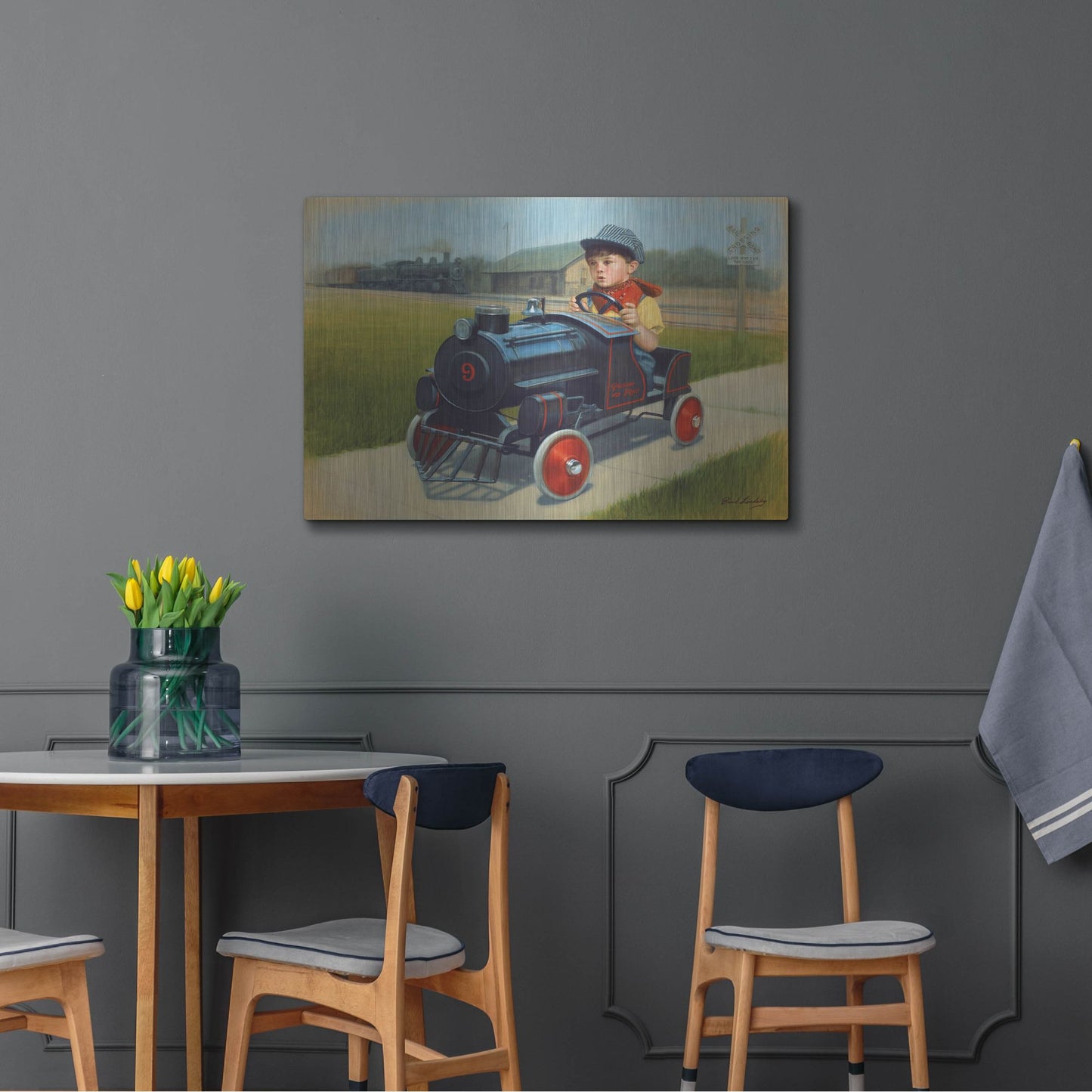 Luxe Metal Art 'Train' by David Lindsley, Metal Wall Art,36x24