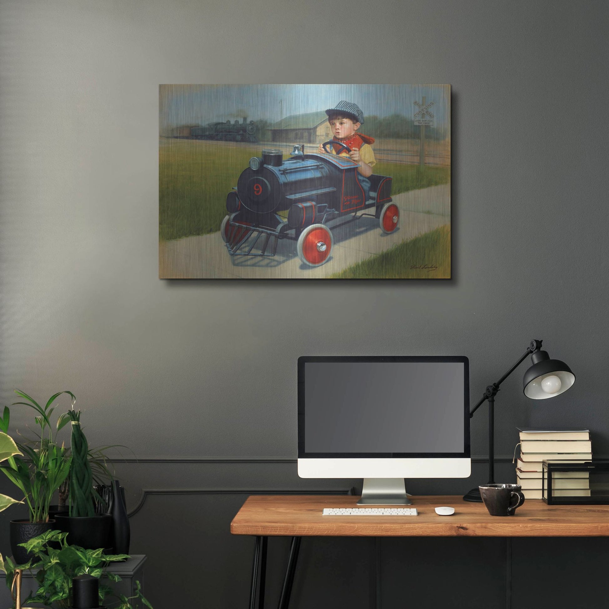 Luxe Metal Art 'Train' by David Lindsley, Metal Wall Art,36x24