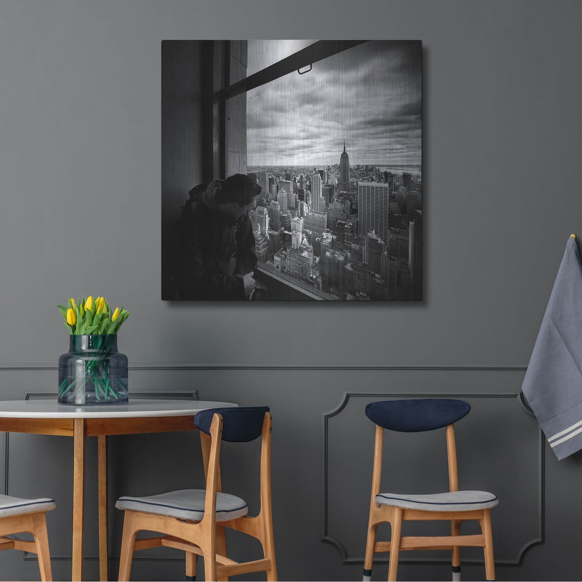 'NYC Manhattan View' by Nina Papiorek – Metal Wall Art, 36x36 room view