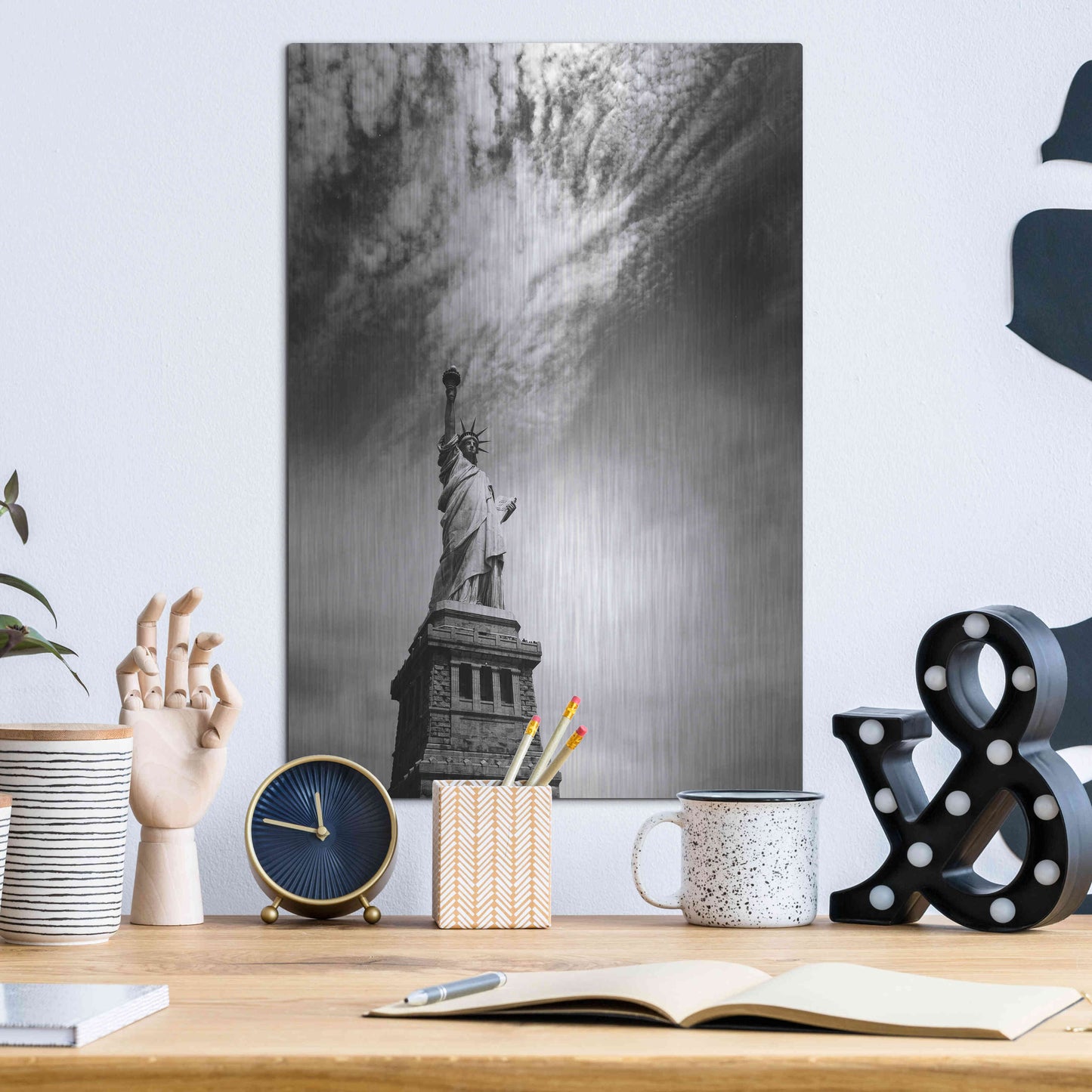 Luxe Metal Art 'NYC Miss Liberty' by Nina Papiorek, Metal Wall Art,12x16