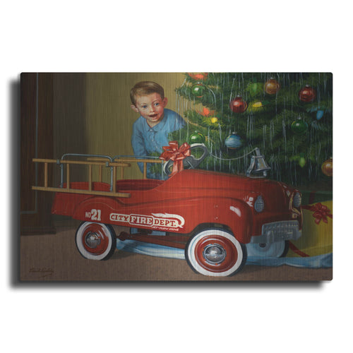 Luxe Metal Art '1950 Murray Fire Truck' by David Lindsley, Metal Wall Art