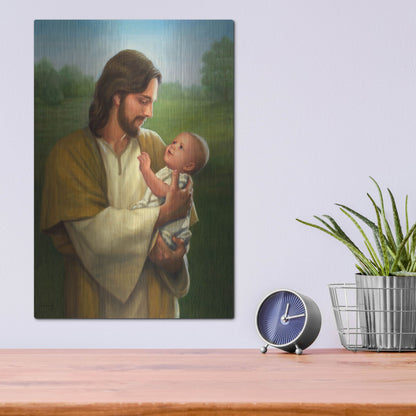 Luxe Metal Art 'Jesus And Baby' by David Lindsley, Metal Wall Art,12x16