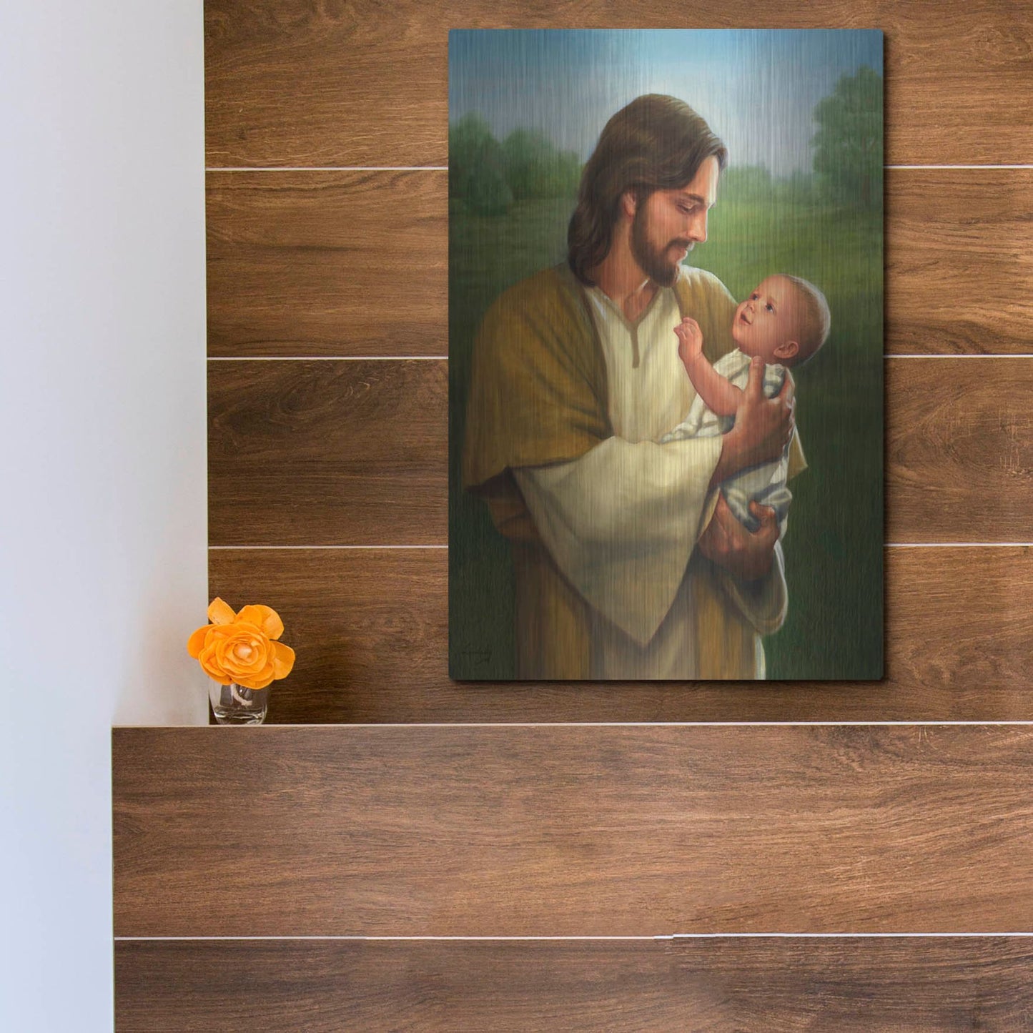 Luxe Metal Art 'Jesus And Baby' by David Lindsley, Metal Wall Art,12x16