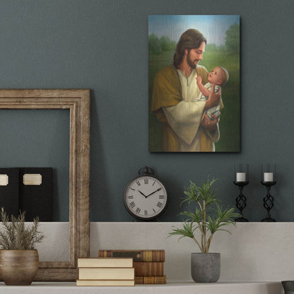 Luxe Metal Art 'Jesus And Baby' by David Lindsley, Metal Wall Art,12x16