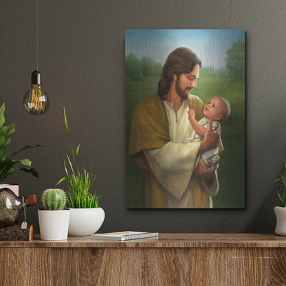 Luxe Metal Art 'Jesus And Baby' by David Lindsley, Metal Wall Art,12x16