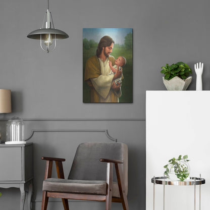 Luxe Metal Art 'Jesus And Baby' by David Lindsley, Metal Wall Art,16x24