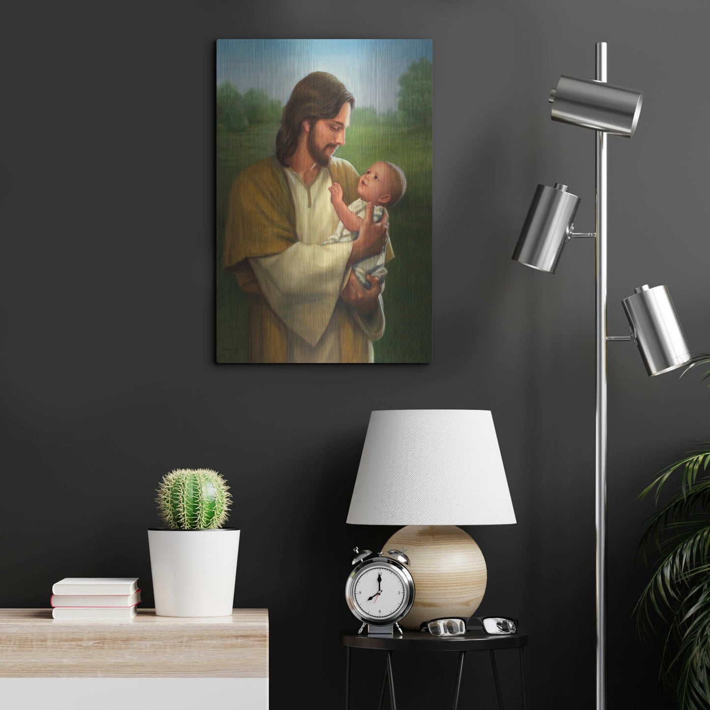Luxe Metal Art 'Jesus And Baby' by David Lindsley, Metal Wall Art,16x24