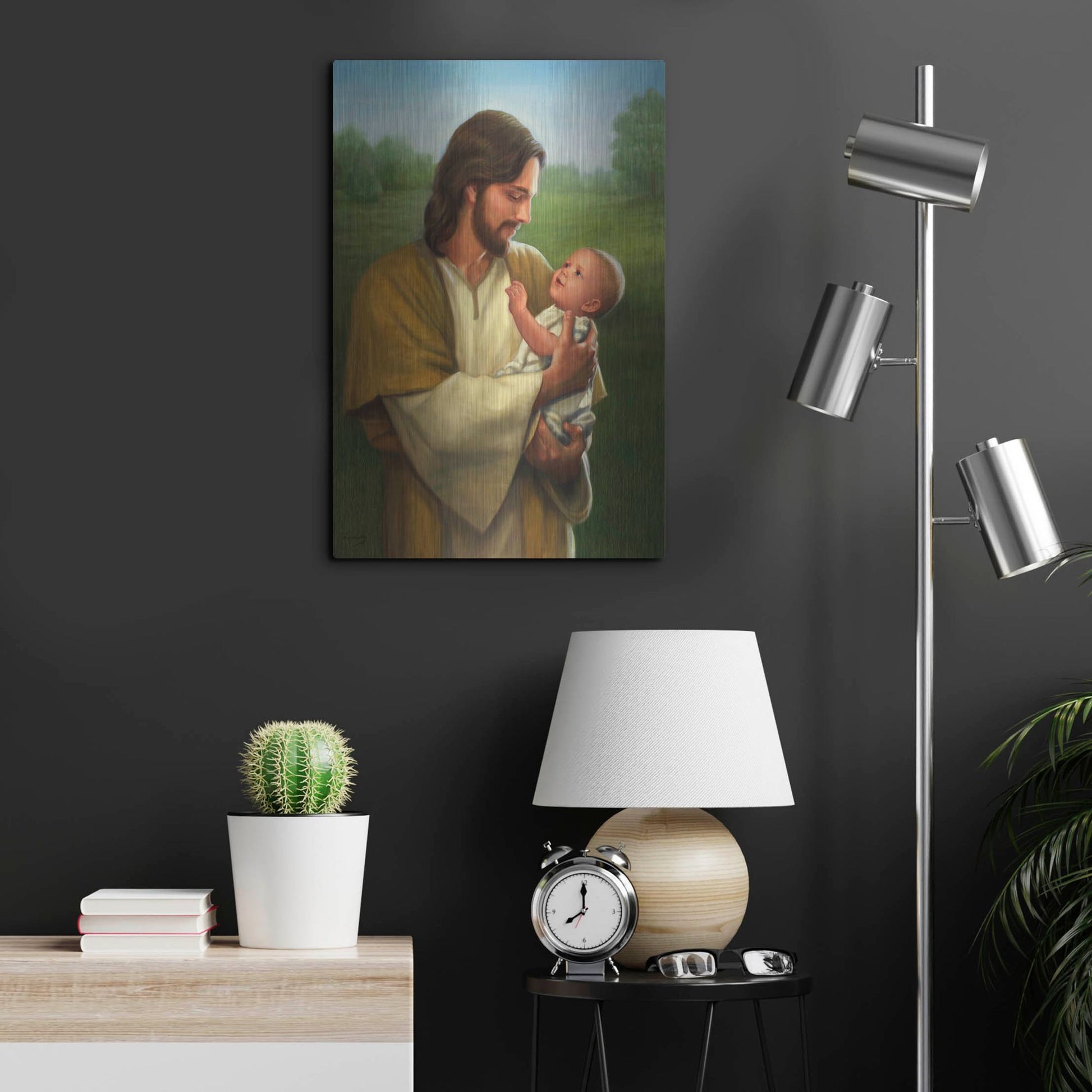 Luxe Metal Art 'Jesus And Baby' by David Lindsley, Metal Wall Art,16x24