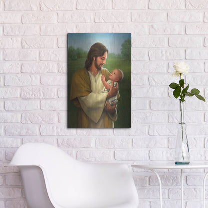 Luxe Metal Art 'Jesus And Baby' by David Lindsley, Metal Wall Art,16x24