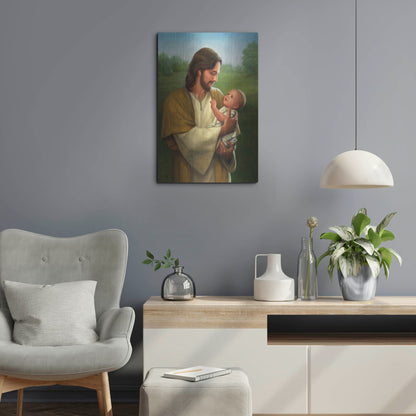 Luxe Metal Art 'Jesus And Baby' by David Lindsley, Metal Wall Art,16x24