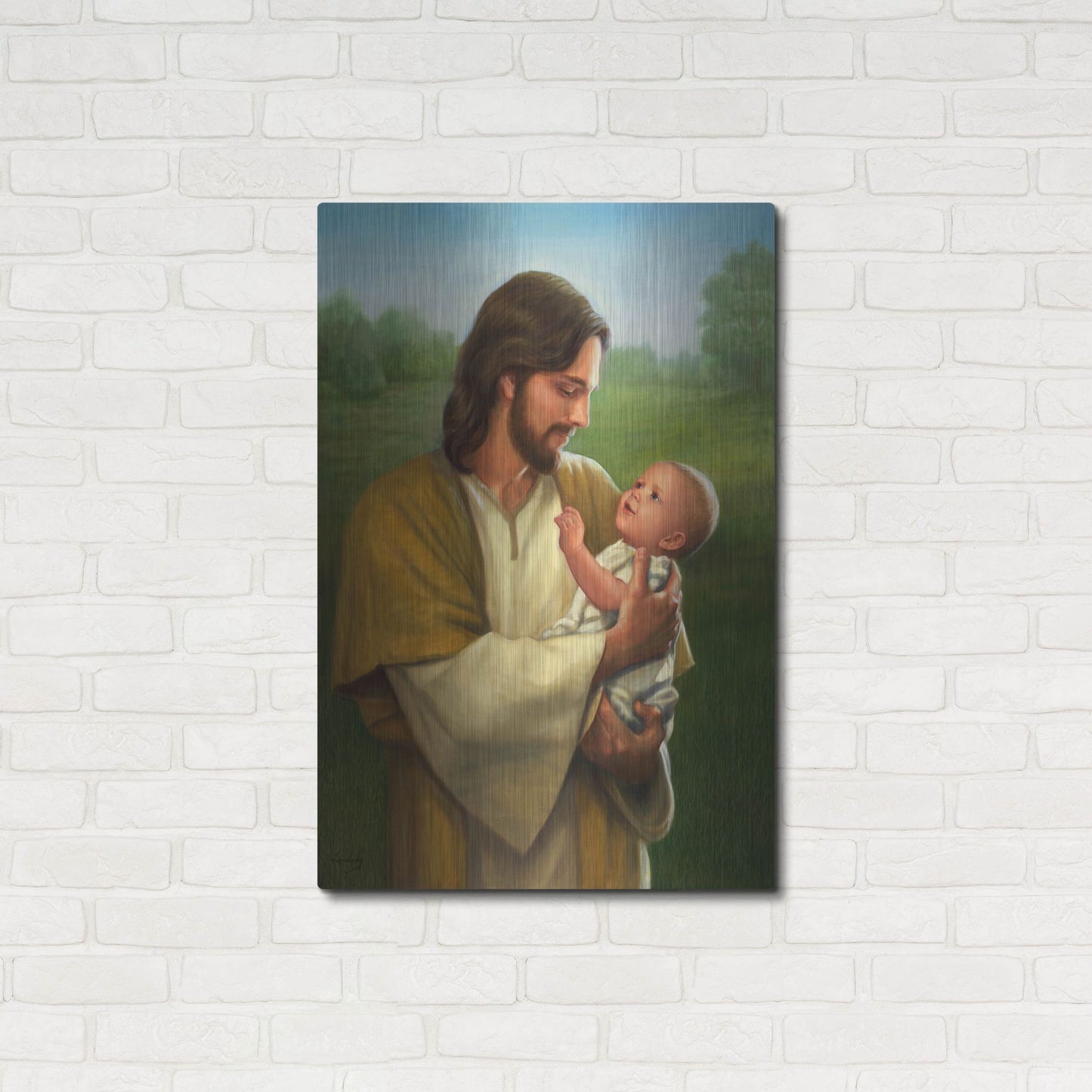 Luxe Metal Art 'Jesus And Baby' by David Lindsley, Metal Wall Art,24x36