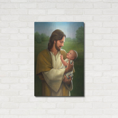 Luxe Metal Art 'Jesus And Baby' by David Lindsley, Metal Wall Art,24x36