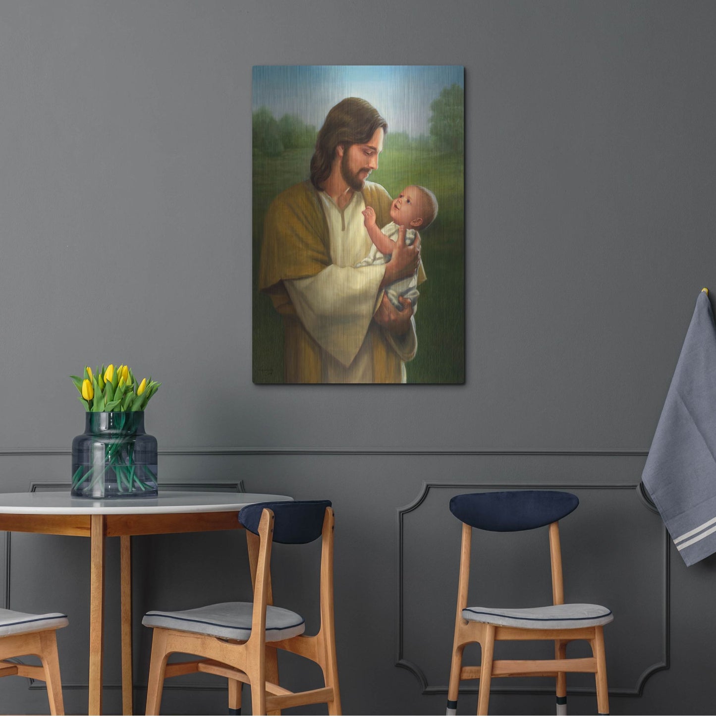 Luxe Metal Art 'Jesus And Baby' by David Lindsley, Metal Wall Art,24x36